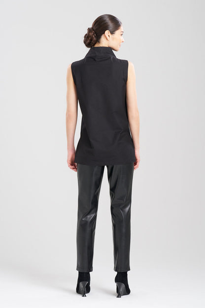 NATORI Buy Cotton Poplin Funnel Neck Top in Black Online