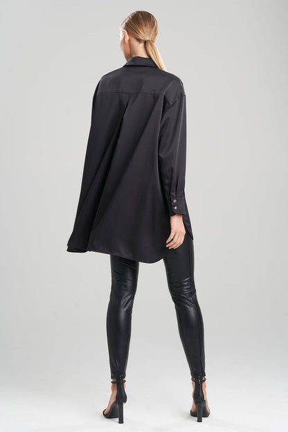 NATORI Buy Luxe Charmeuse Shirt in Black Online