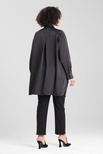 NATORI Buy Luxe Charmeuse Shirt in Black Online