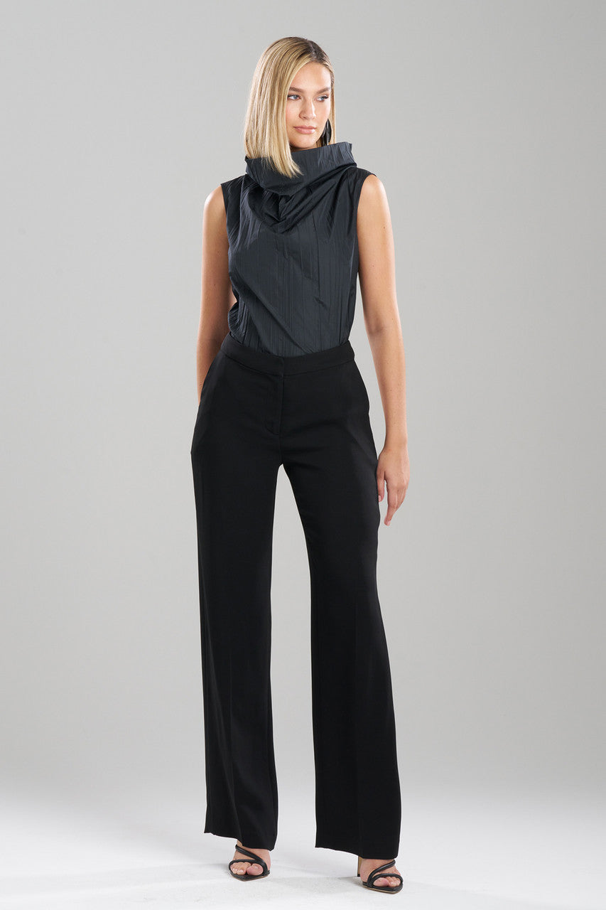 NATORI Buy Stretch Crepe Straight Leg Pants in Black Online