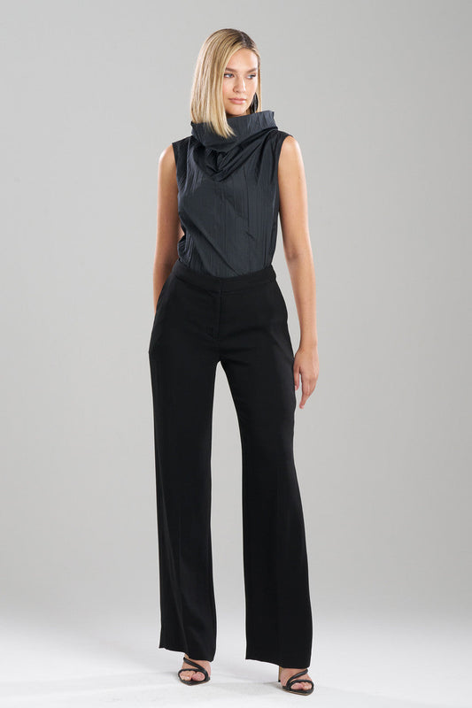NATORI Buy Stretch Crepe Straight Leg Pants in Black Online