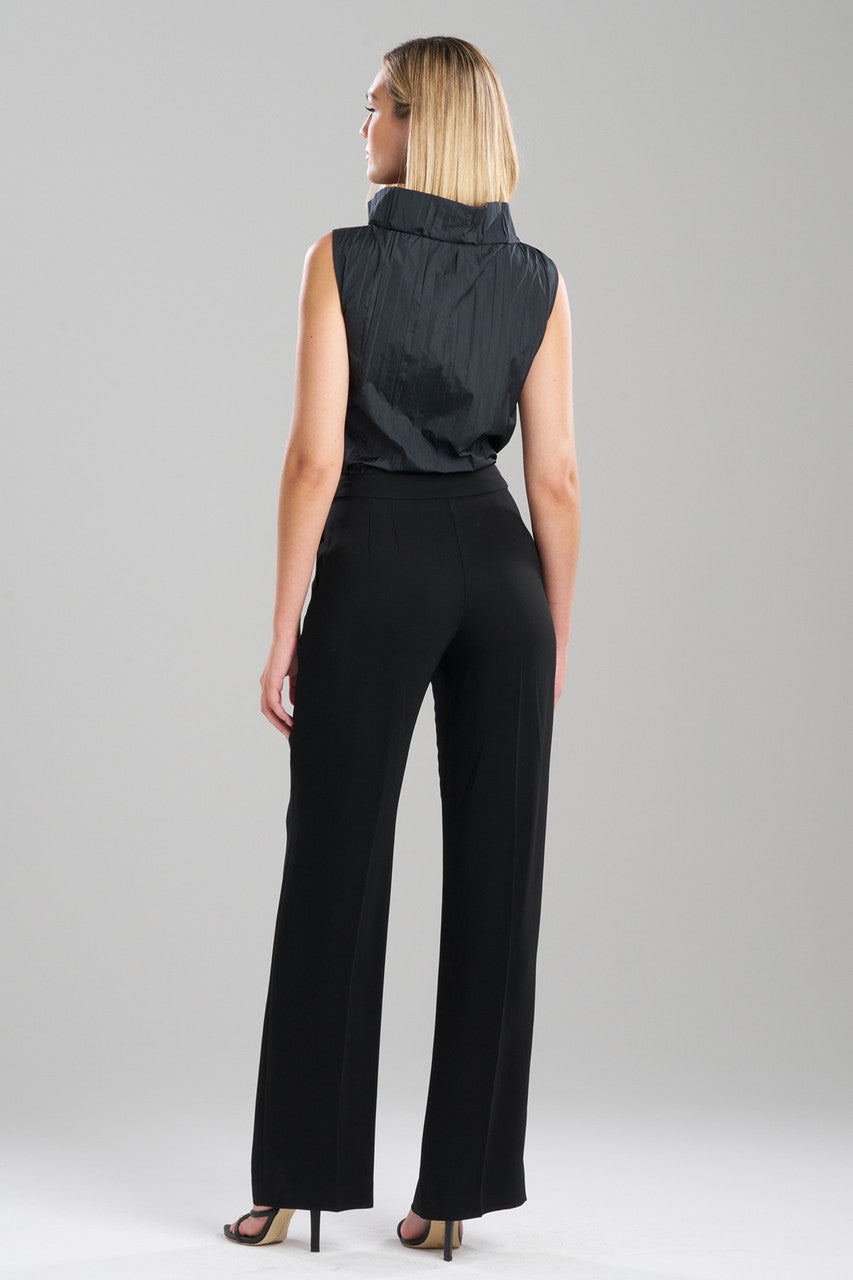 NATORI Buy Stretch Crepe Straight Leg Pants in Black Online