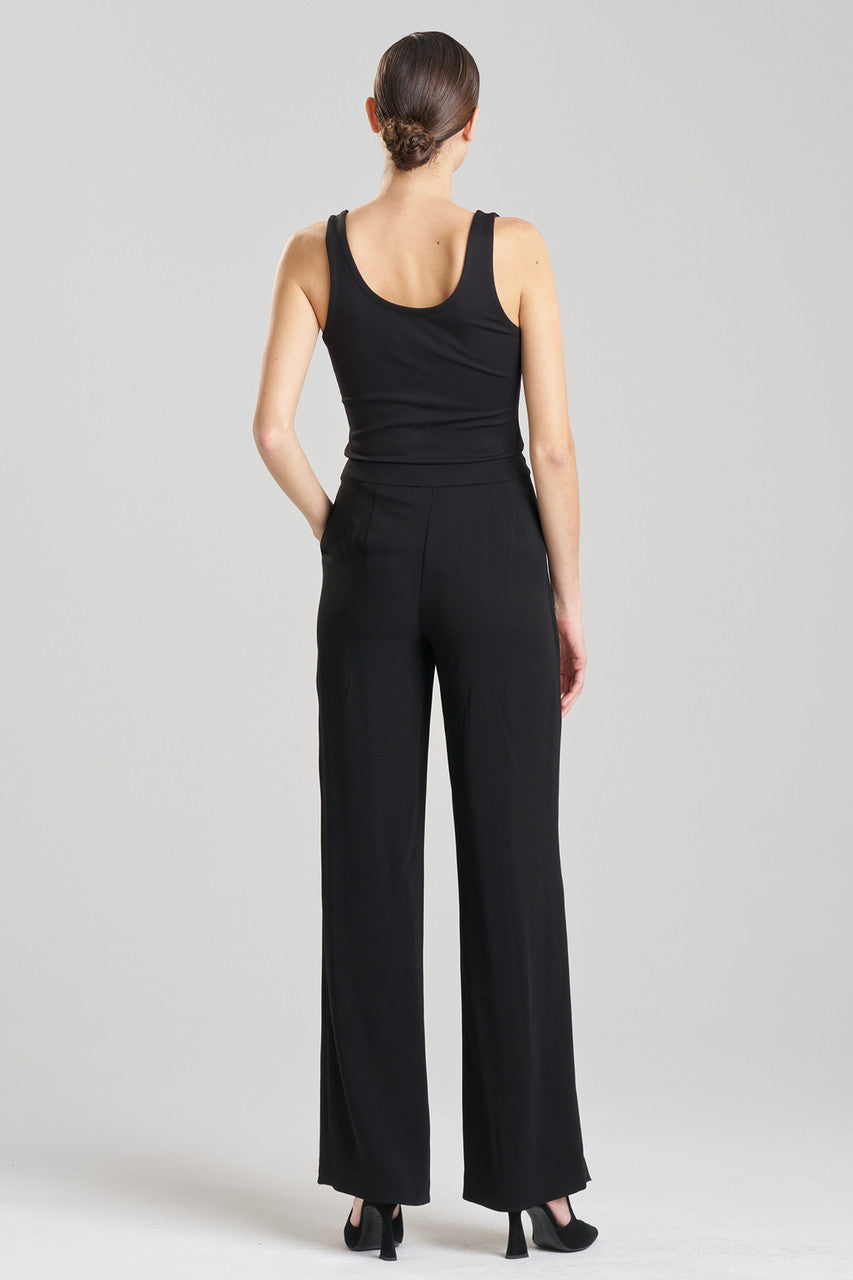 NATORI Buy Stretch Crepe Straight Leg Pants in Black Online