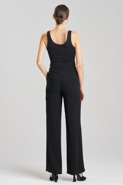 NATORI Buy Stretch Crepe Straight Leg Pants in Black Online