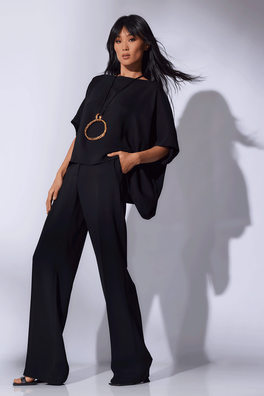 NATORI Buy Stretch Crepe Straight Leg Pants in Black Online