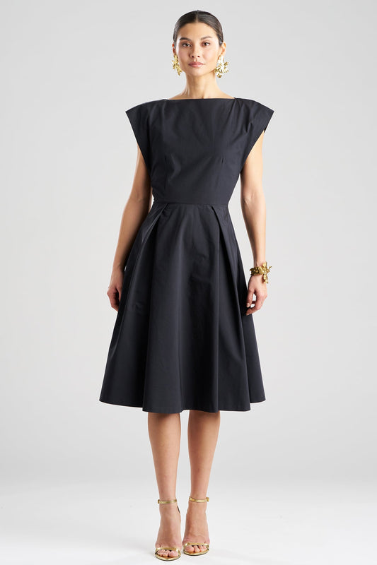 NATORI Tech Cotton Taffeta Fit & Flare Dress