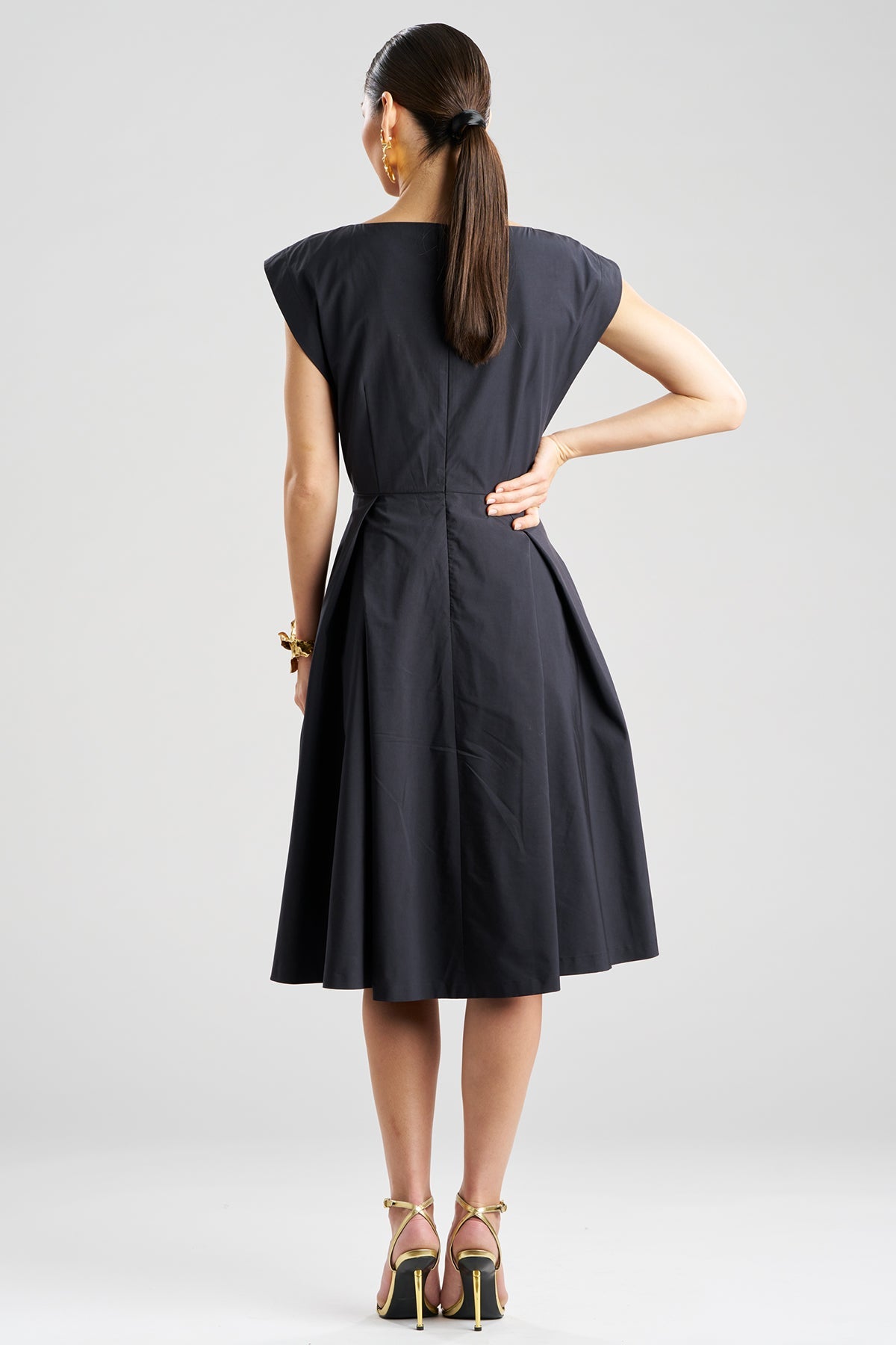 NATORI Tech Cotton Taffeta Fit & Flare Dress