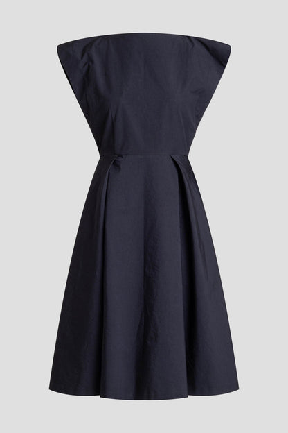 NATORI Tech Cotton Taffeta Fit & Flare Dress
