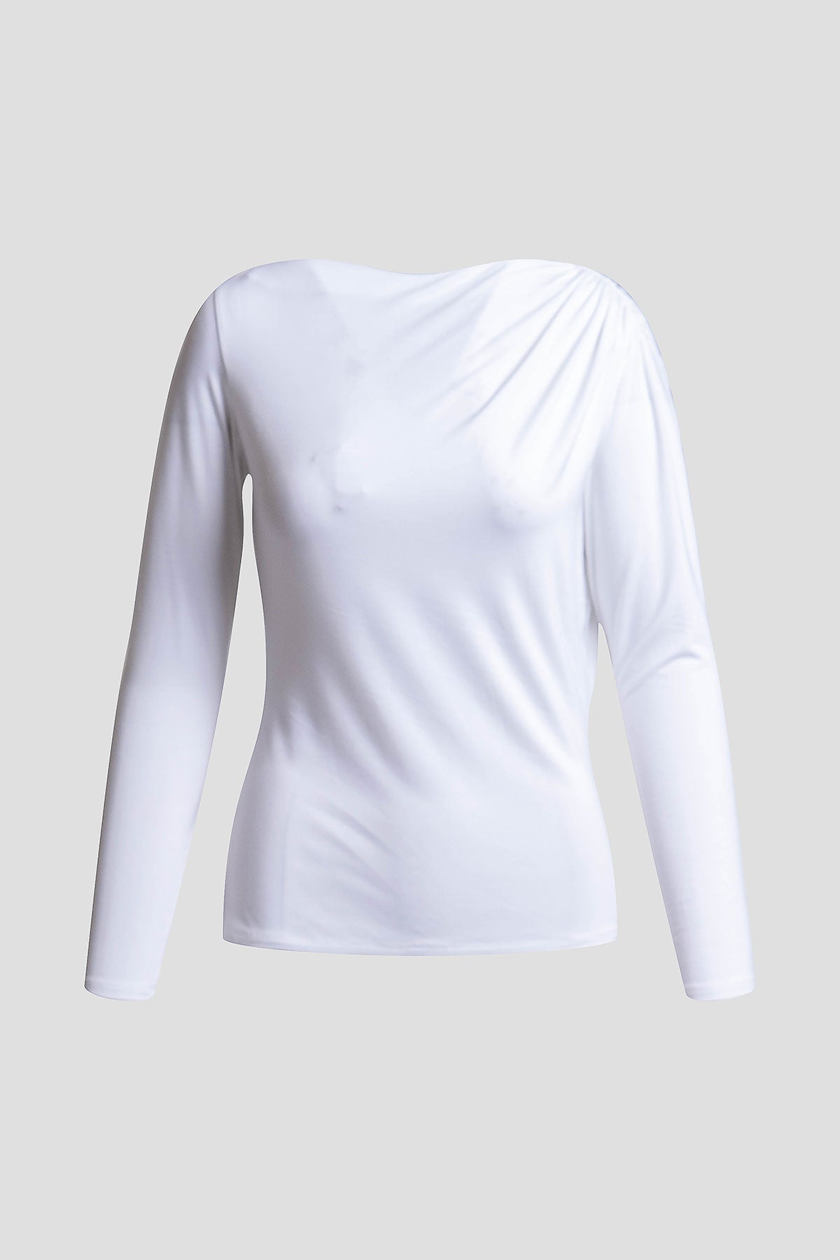 NATORI Feather Lightweight Knit Rouched Long Sleeve Top