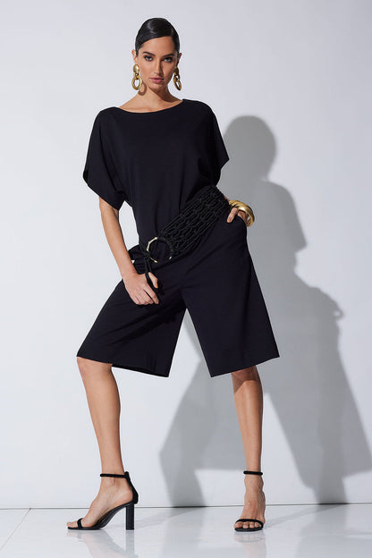 NATORI Buy Light Weight Ponte Belted Jumpsuit in Black Online