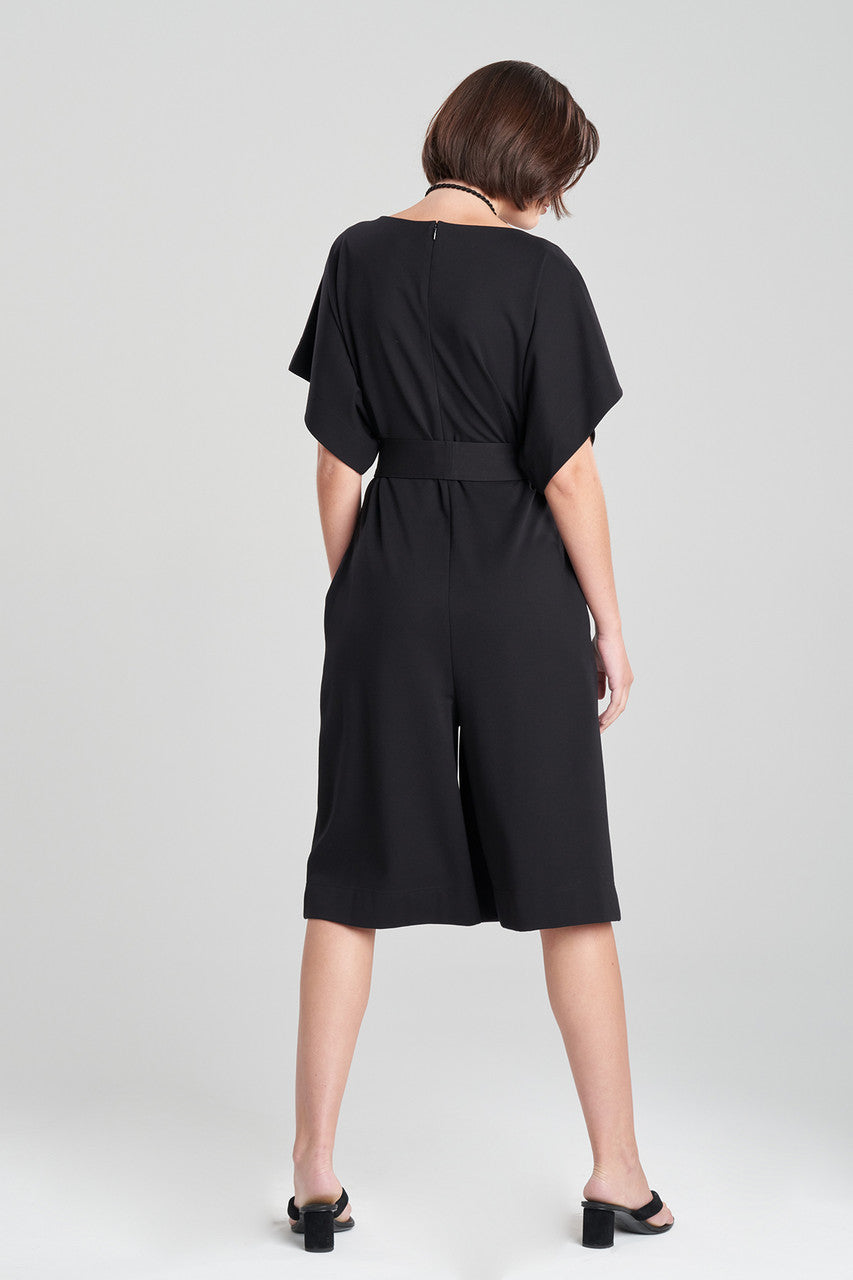 NATORI Buy Light Weight Ponte Belted Jumpsuit in Black Online