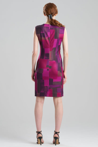 NATORI Color Block Knit Crepe Sheath Dress