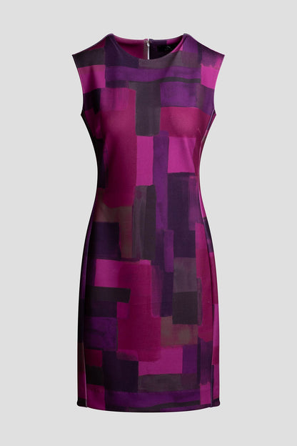 NATORI Color Block Knit Crepe Sheath Dress