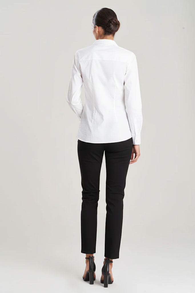 NATORI Buy Cotton Poplin Side Drape Shirt in White Online