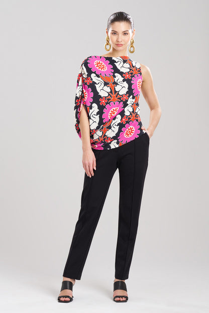 NATORI Buy Talitha Crepe Sleeveless Drape Top in Black Online