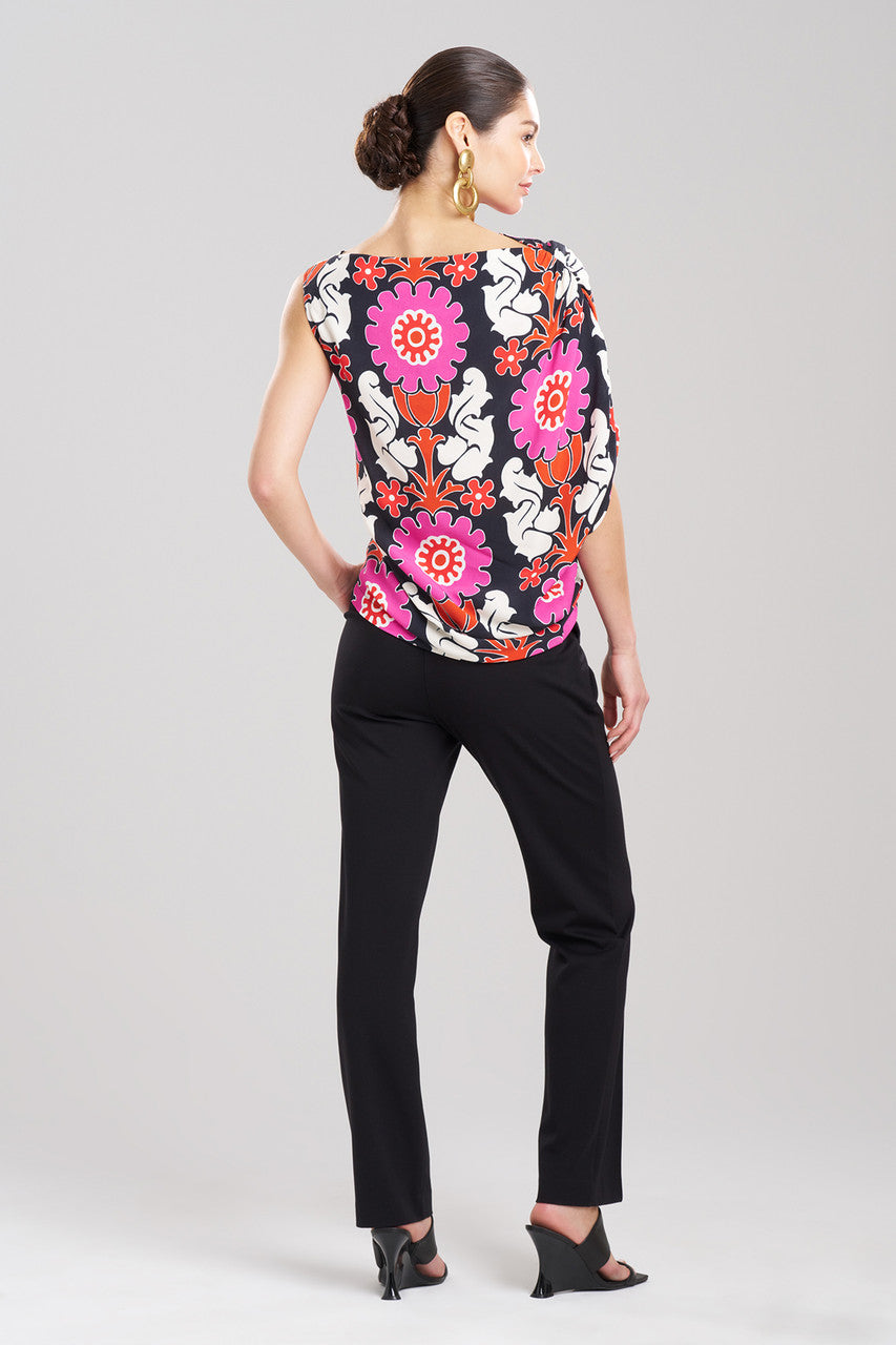 NATORI Buy Talitha Crepe Sleeveless Drape Top in Black Online