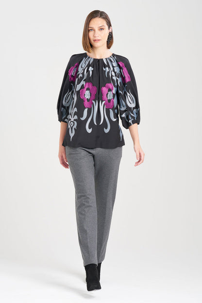 NATORI Buy Suzani Jacquard Top in Black Multi Online