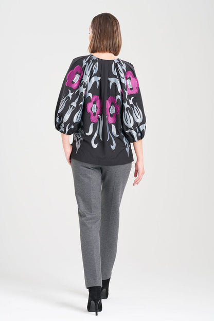 NATORI Buy Suzani Jacquard Top in Black Multi Online