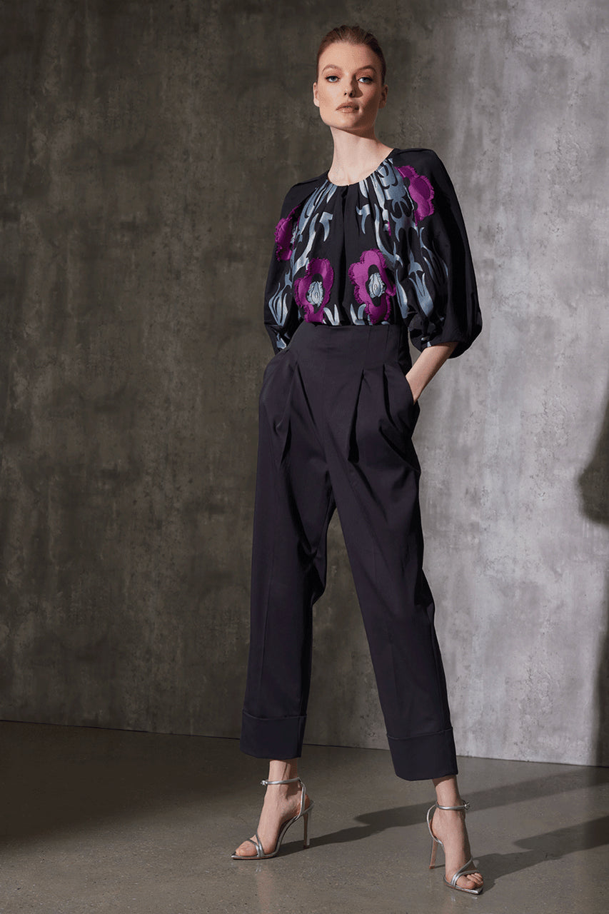 NATORI Buy Suzani Jacquard Top in Black Multi Online