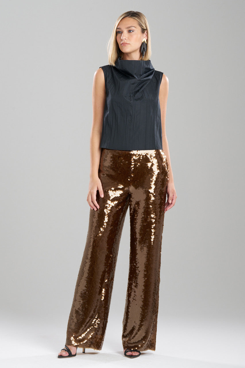 NATORI Buy Taffeta Plisse Cowl Top in Black Online