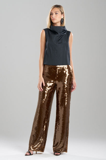 NATORI Buy Taffeta Plisse Cowl Top in Black Online