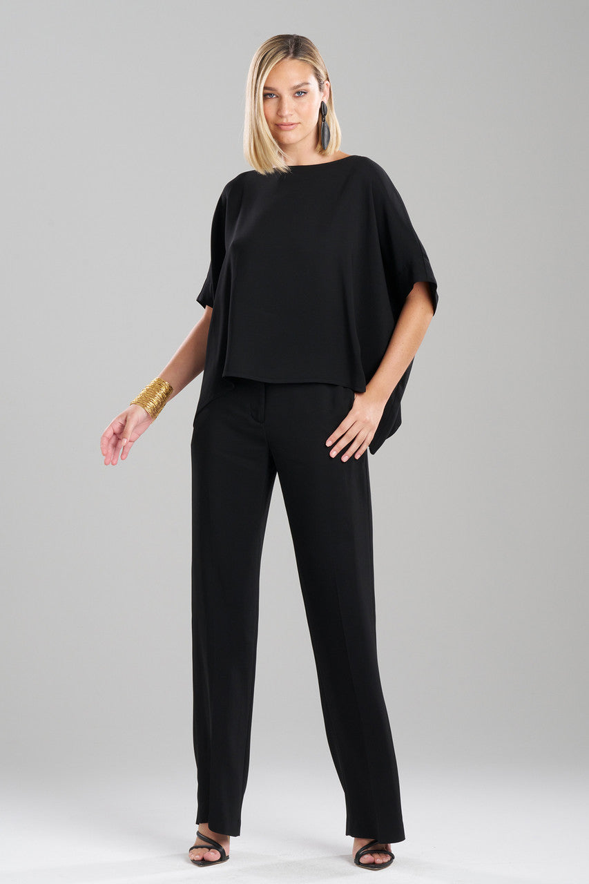 NATORI Buy Stretch Crepe Top in Black Online