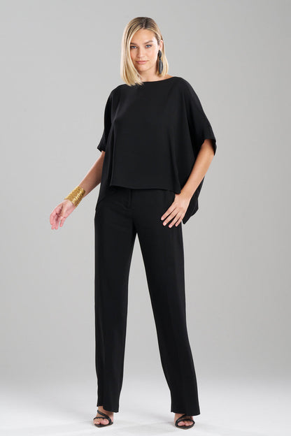 NATORI Buy Stretch Crepe Top in Black Online