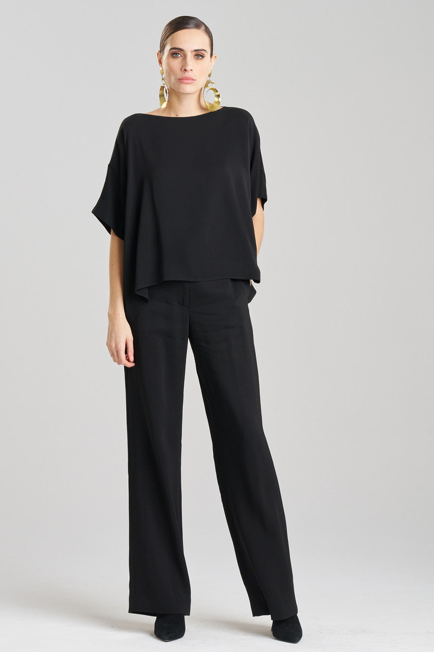 NATORI Buy Stretch Crepe Top in Black Online