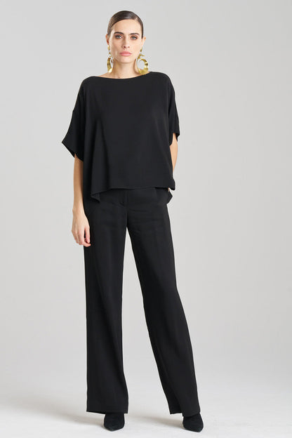 NATORI Buy Stretch Crepe Top in Black Online