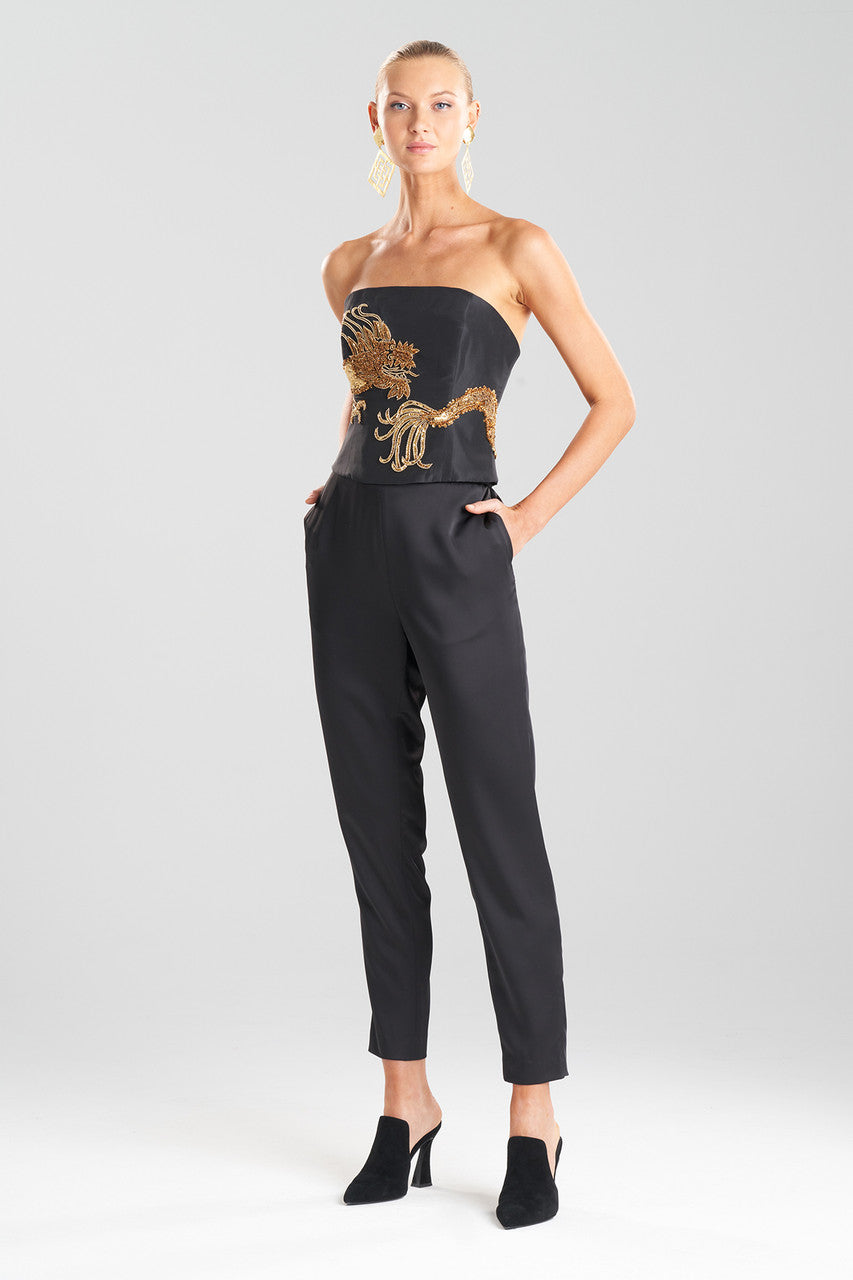 NATORI Buy Couture Dragon Embroidered Silk Bustier in Black Online
