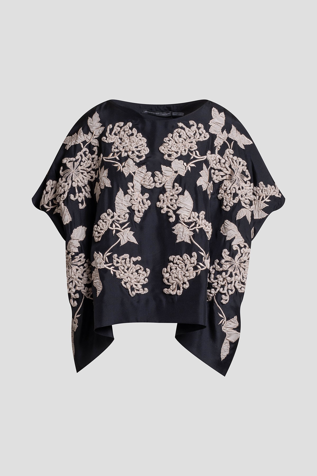 NATORI Couture Habotai Embellished Silk Caftan Top