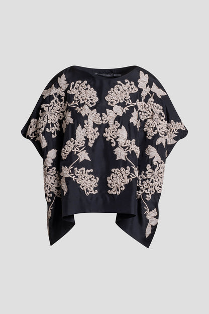 NATORI Couture Habotai Embellished Silk Caftan Top