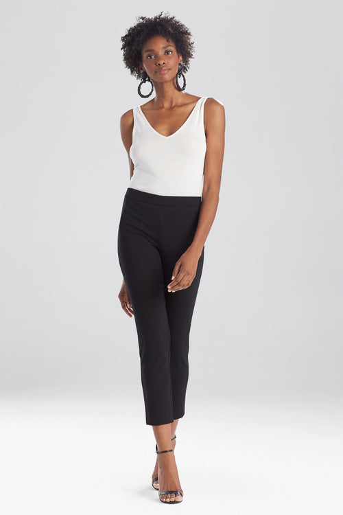 NATORI Buy Light Weight Ponte Slim Pants in Black Online