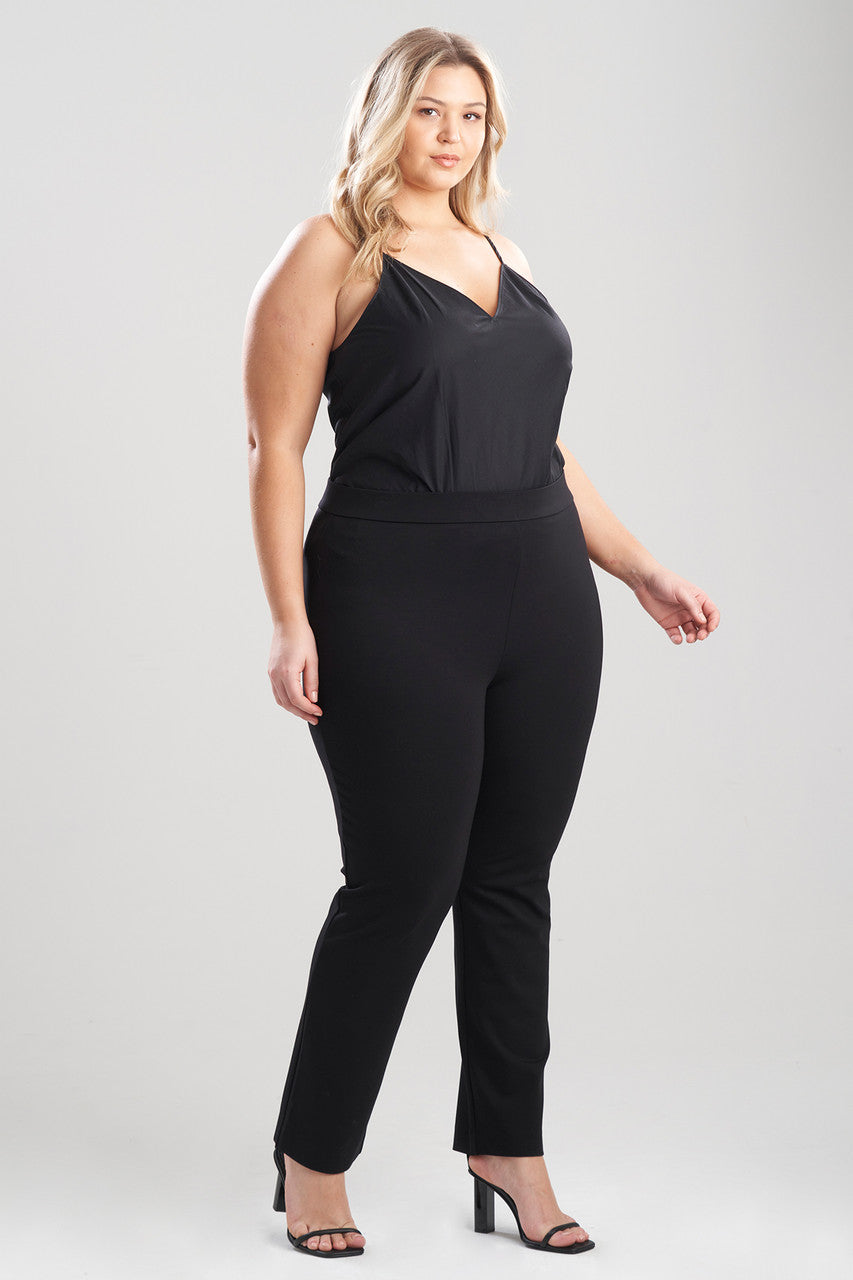 NATORI Buy Light Weight Ponte Slim Pants in Black Online