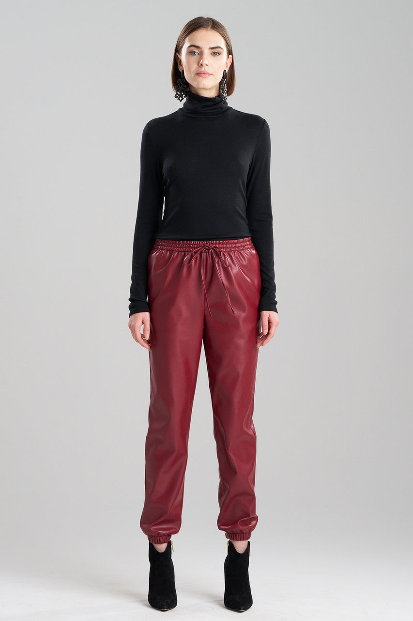 NATORI Buy Vegan Luxe Lambskin Jogger Pants in Brick Online