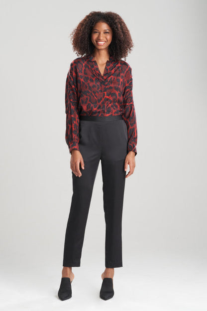 NATORI Buy Luxe Charmeuse Pull On Tapered Pants in Black Online