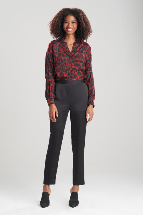 NATORI Buy Luxe Charmeuse Pull On Tapered Pants in Black Online