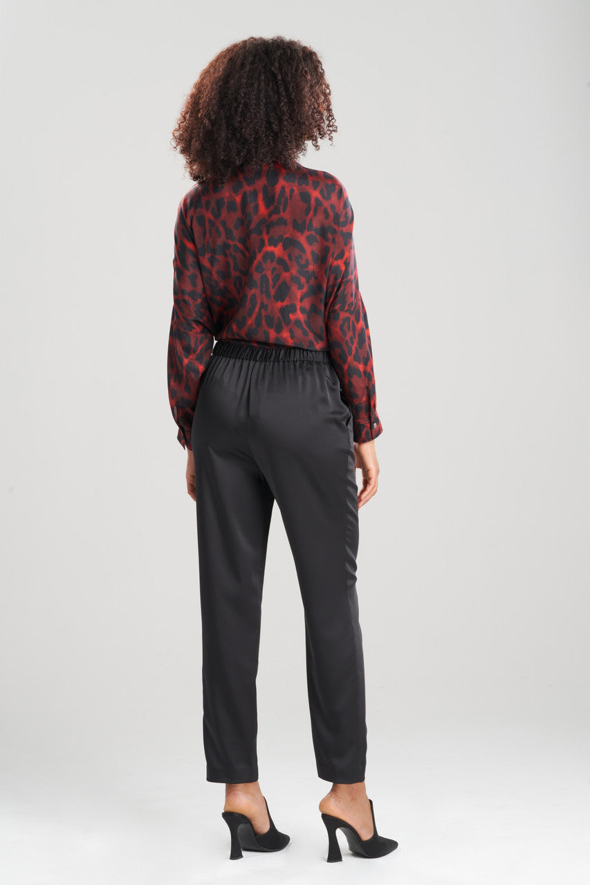 NATORI Buy Luxe Charmeuse Pull On Tapered Pants in Black Online