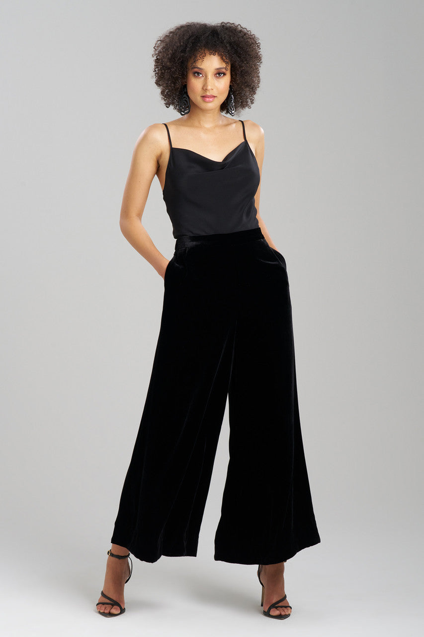 NATORI Buy Couture Velvet Silk Palazzo Pants in Black Online