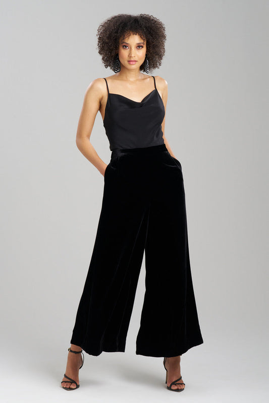 NATORI Buy Couture Velvet Silk Palazzo Pants in Black Online