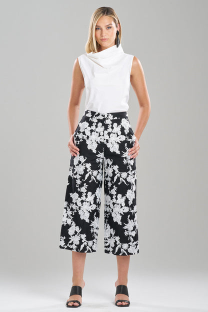 NATORI Buy Tangier Embroidered Cotton Pants in Black/White Online