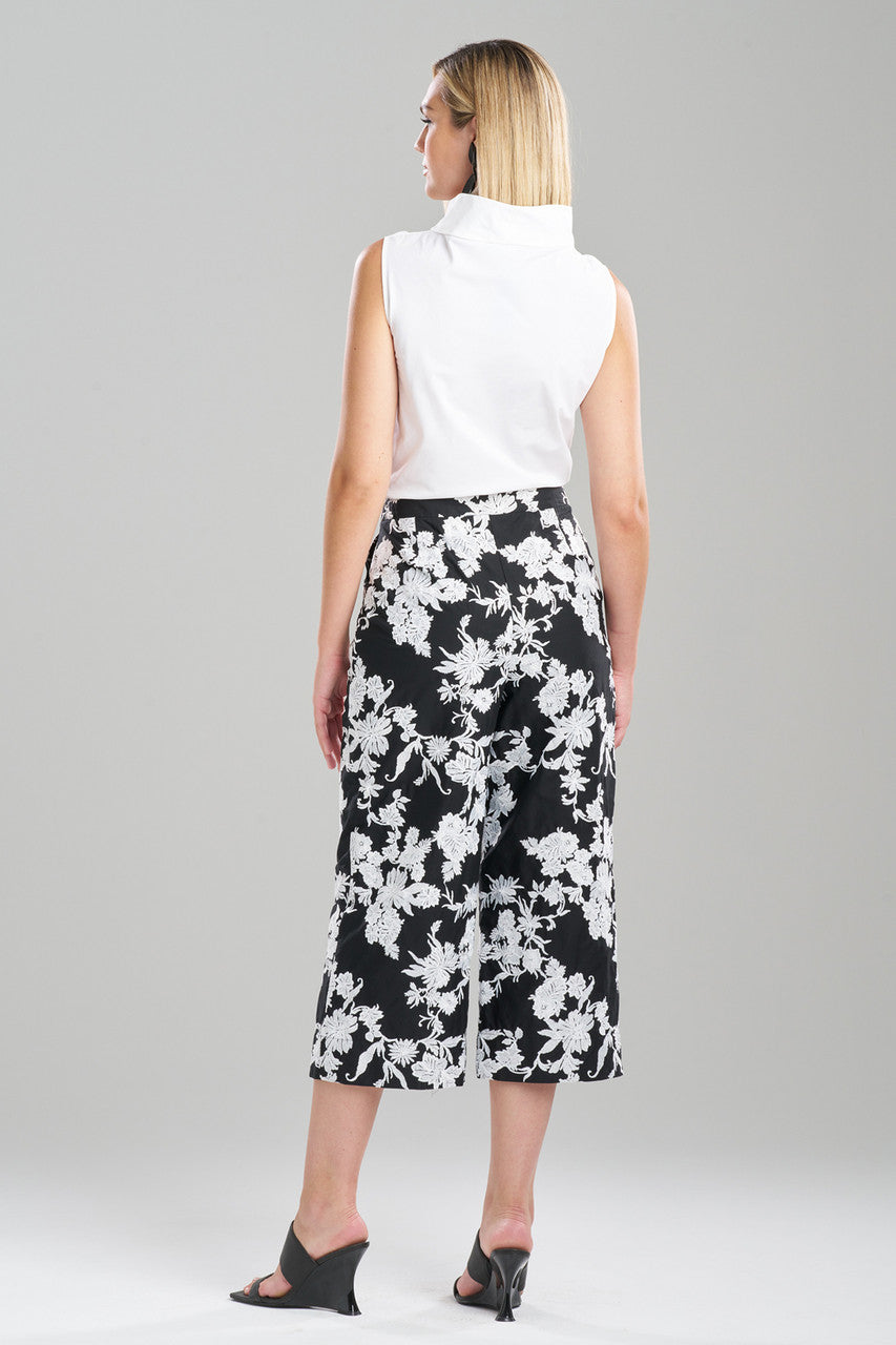NATORI Buy Tangier Embroidered Cotton Pants in Black/White Online