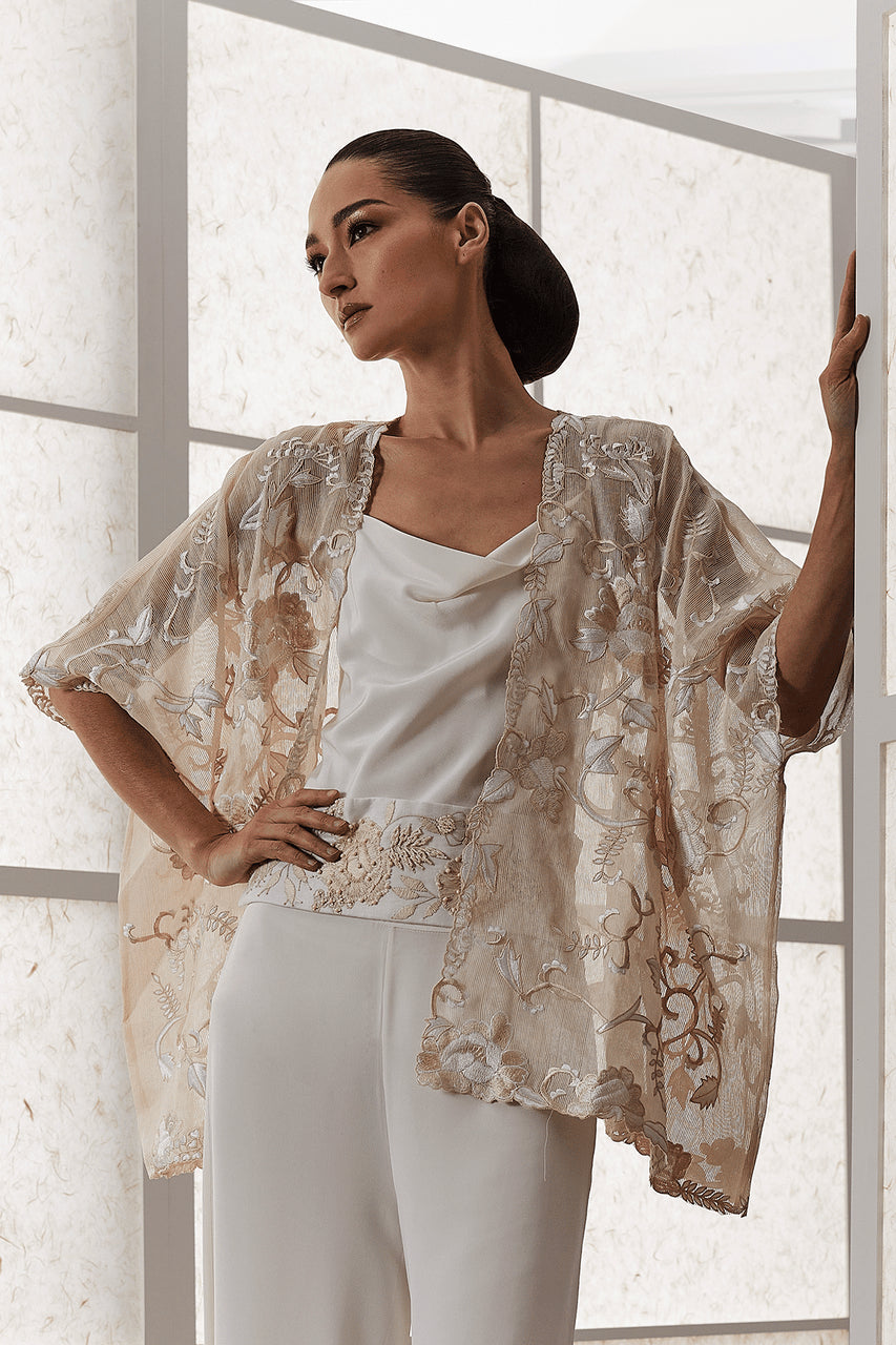 NATORI Buy Couture Piña Embroidered Jacket in Natural Online