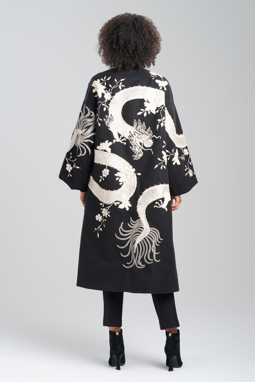 NATORI Buy Couture Felt Embroidered Dragon Coat in Black Online