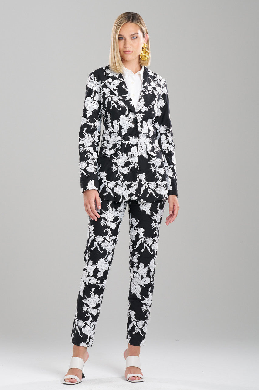 NATORI Buy Tangier Embroidered Cotton Tailored Blazer in Black/White Online