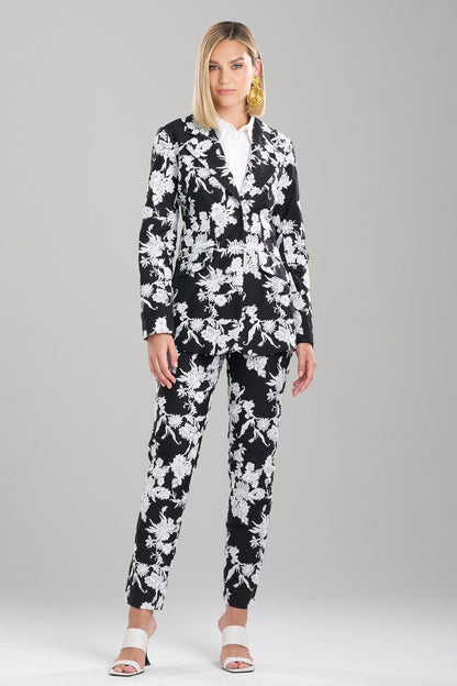 NATORI Buy Tangier Embroidered Cotton Tailored Blazer in Black/White Online