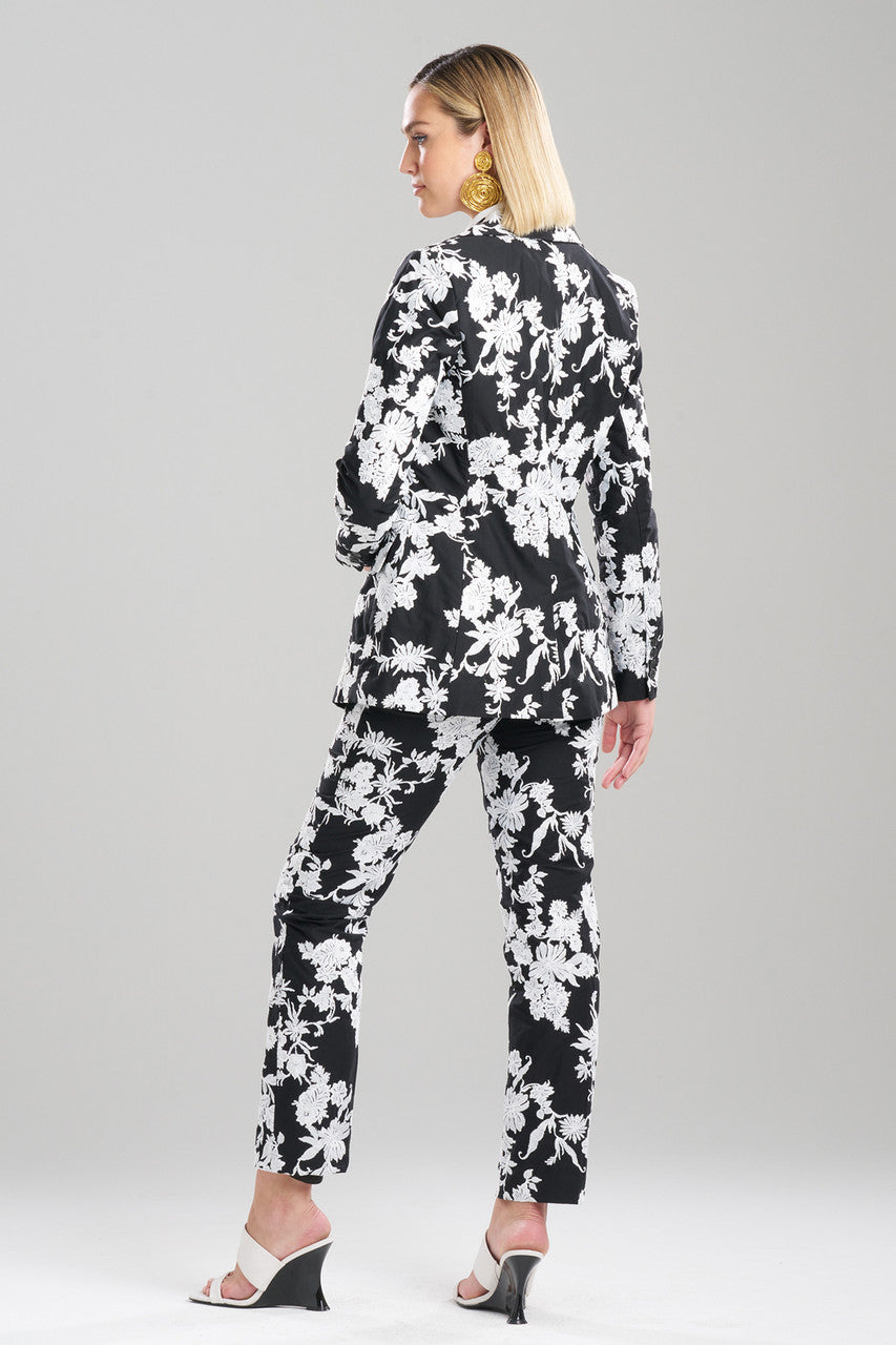 NATORI Buy Tangier Embroidered Cotton Tailored Blazer in Black/White Online