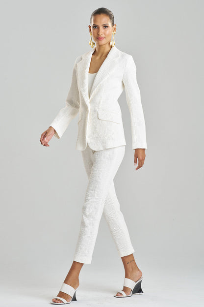 NATORI Buy Textured Cotton Jacquard Jacket in White Online