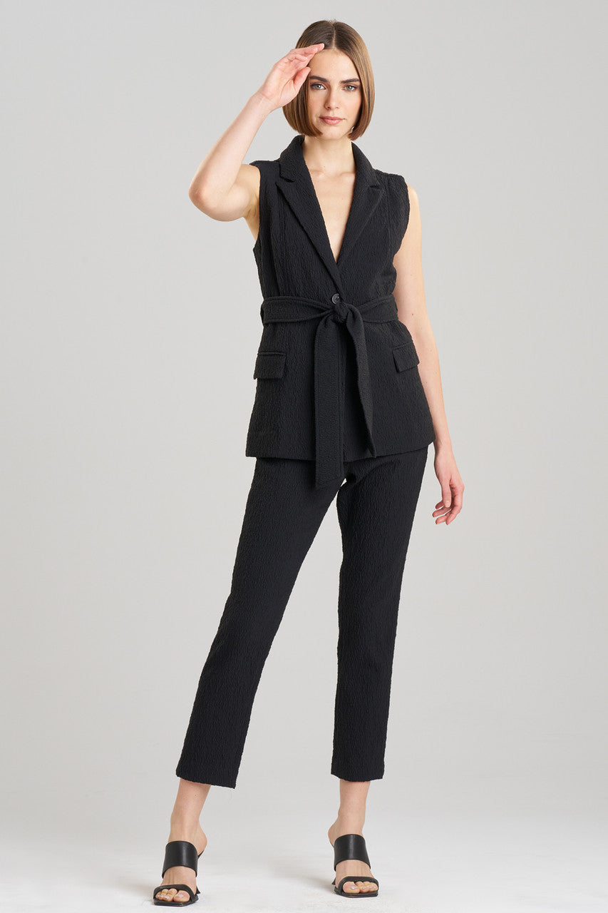 NATORI Buy Stretch Texture Jacquard Sleeveless Jacket in Black Online