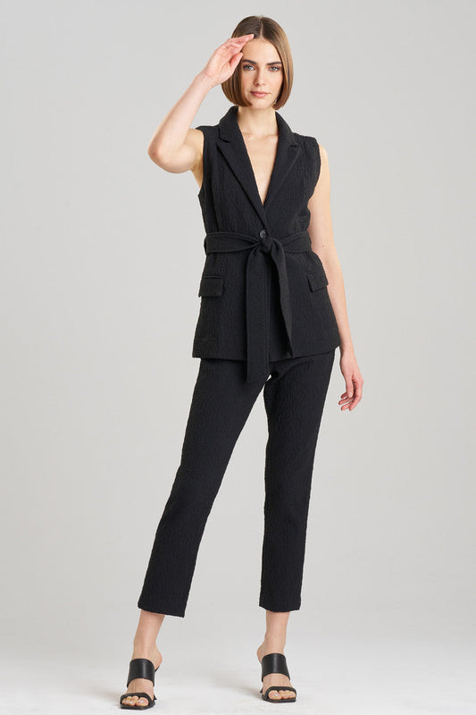 NATORI Buy Stretch Texture Jacquard Sleeveless Jacket in Black Online